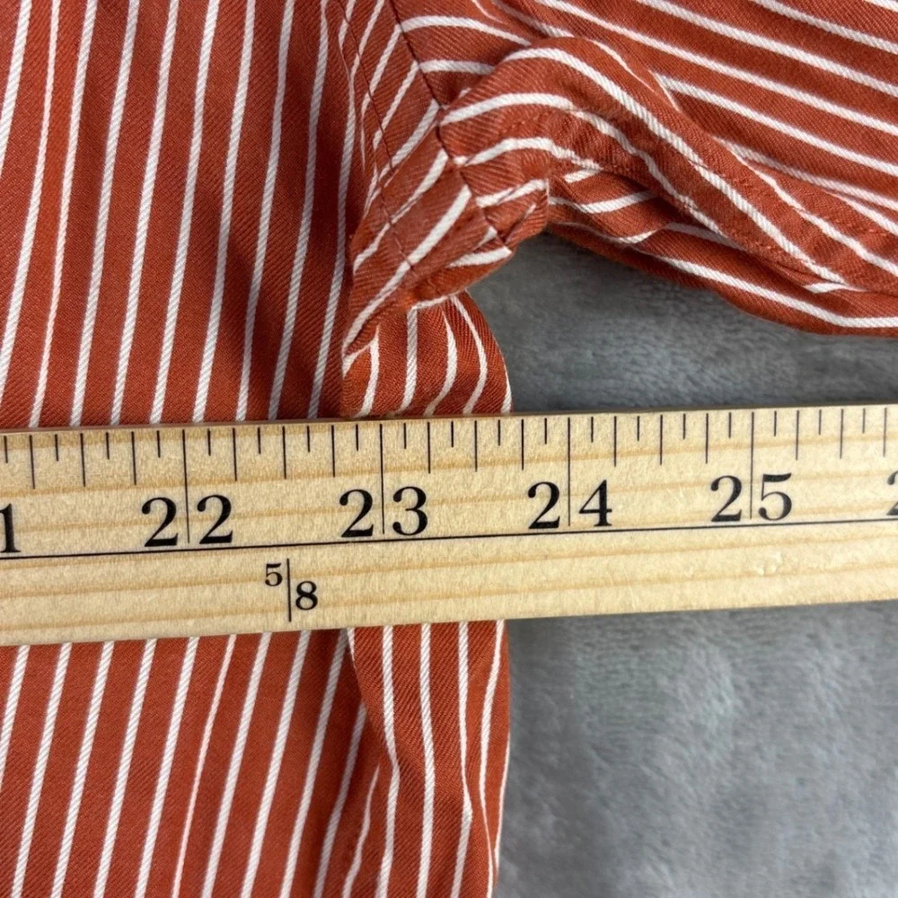 Banana Republic Mens XL Burnt Orange White Striped Cotton Button Down Shirt